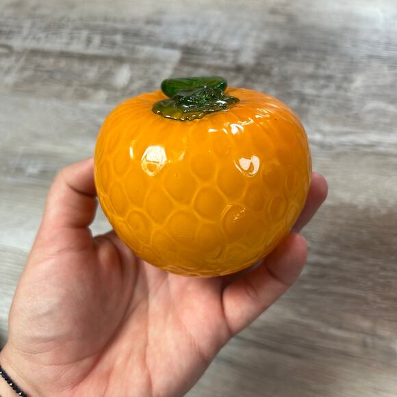 Glass Fruit & Veggie Sculpture Set — Apple Pear Carrot Orange Eggplant Decor - Picture 8 of 16